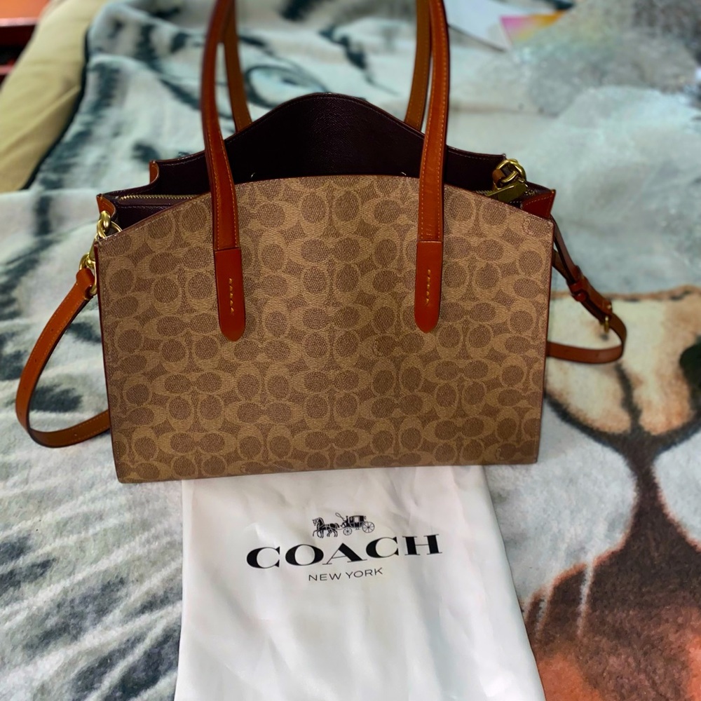 Coach 31210 Charlie Satchel Signature Carryall Rust/Brass
